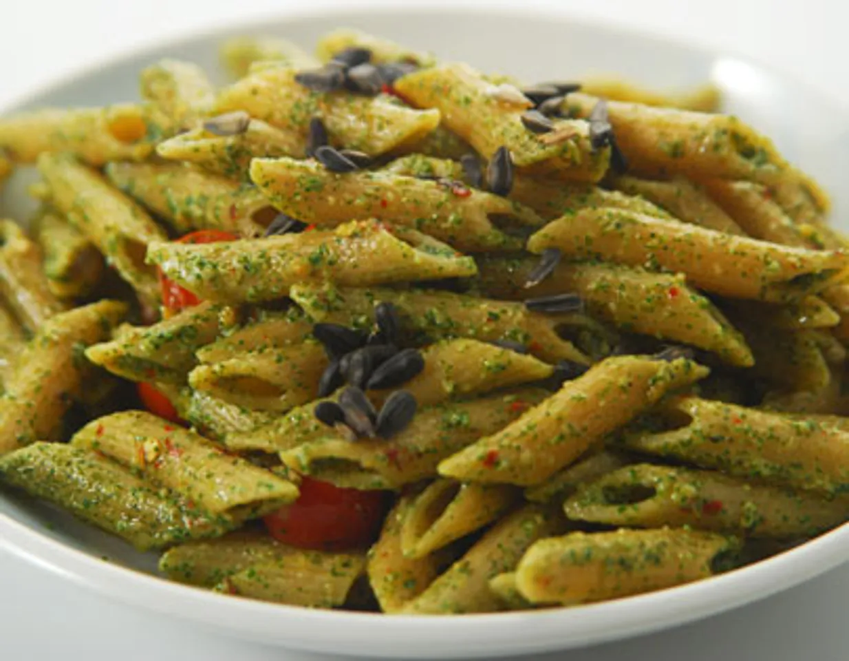 Basil Sunflower Seed Pesto Pasta