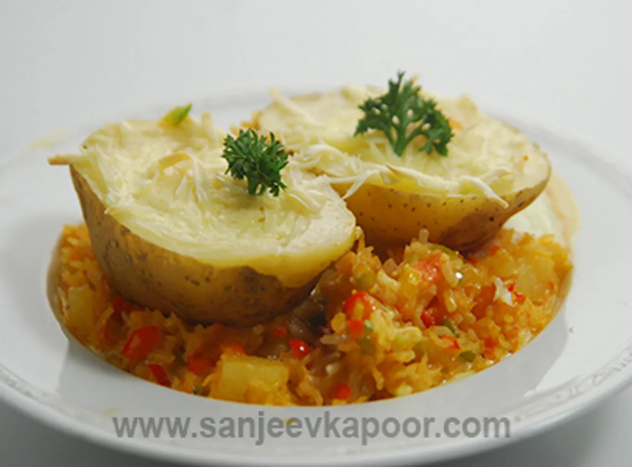 Baked Potatoes with Buttered Rice