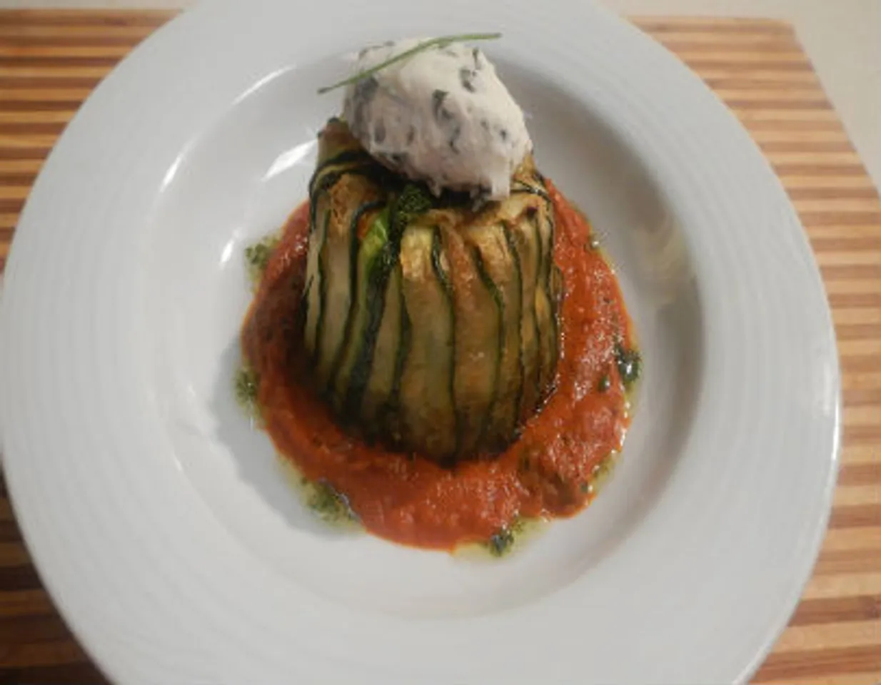 Tricolour Quinoa Timbale with Tomato Sauce