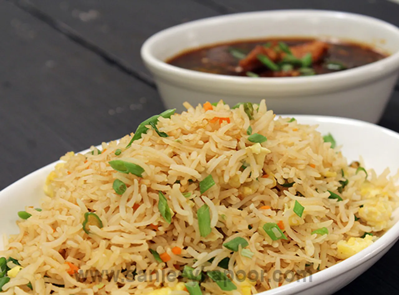 Egg Fried Rice and Chicken Manchurian