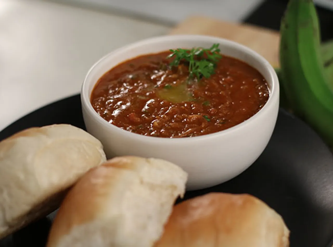 Raw Banana and Sweet Potato Pav Bhaji