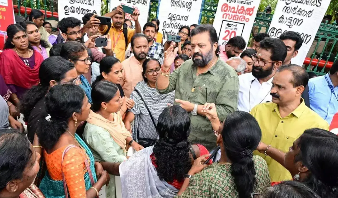 asha workers protest suresh gopi-5