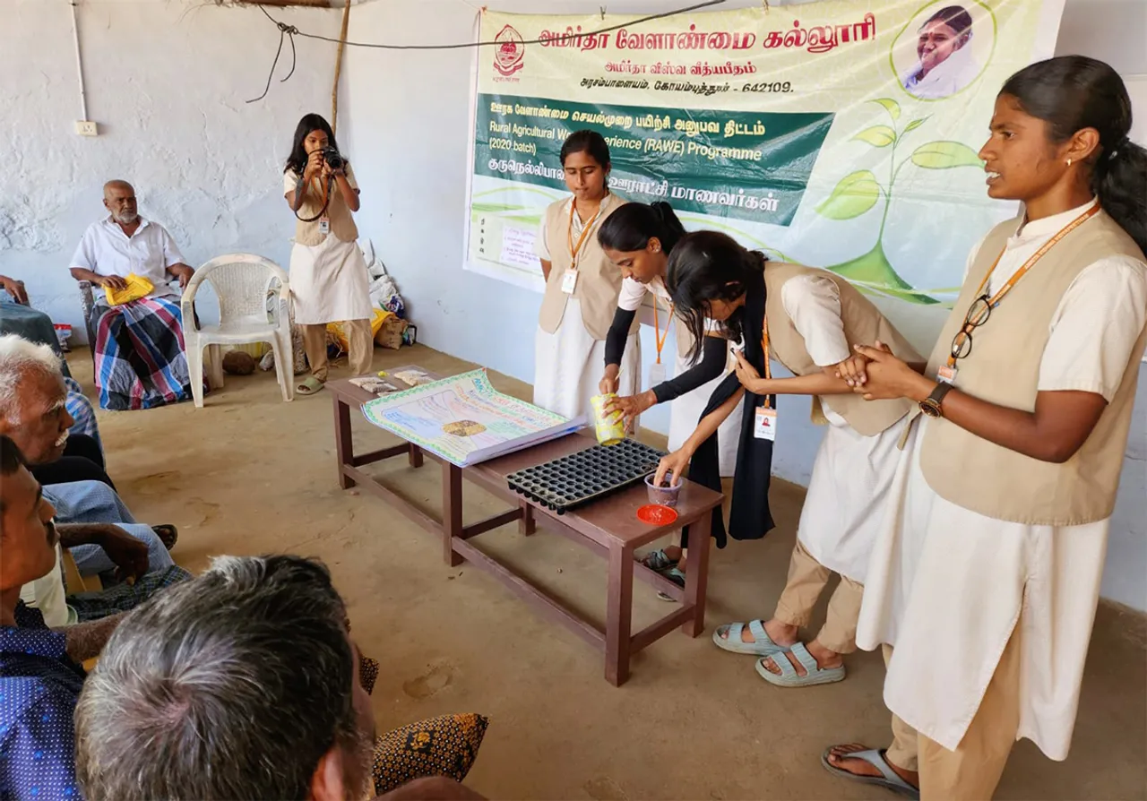 amrutha agriculture collete students seed priming