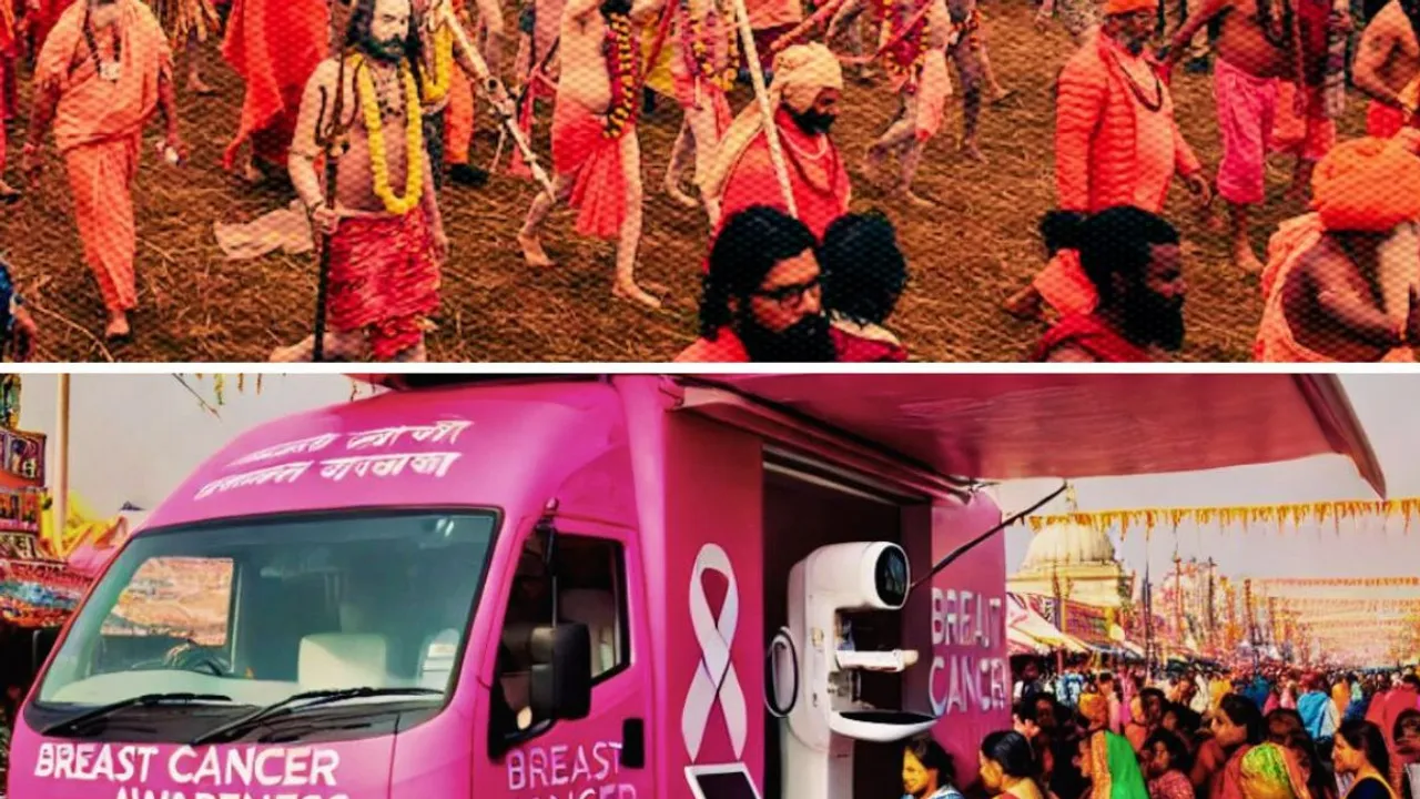 Maha Kumbh pink bus