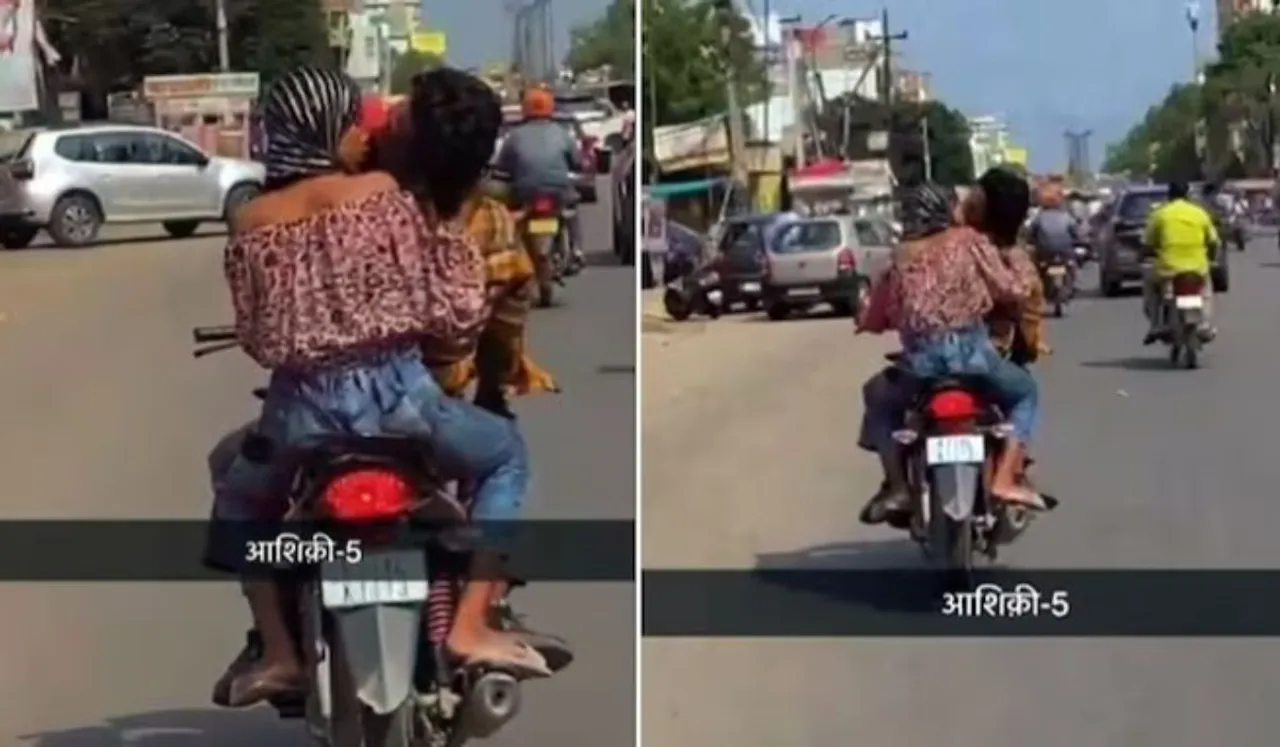 Jaipur Couple Kissing On Moving Bike