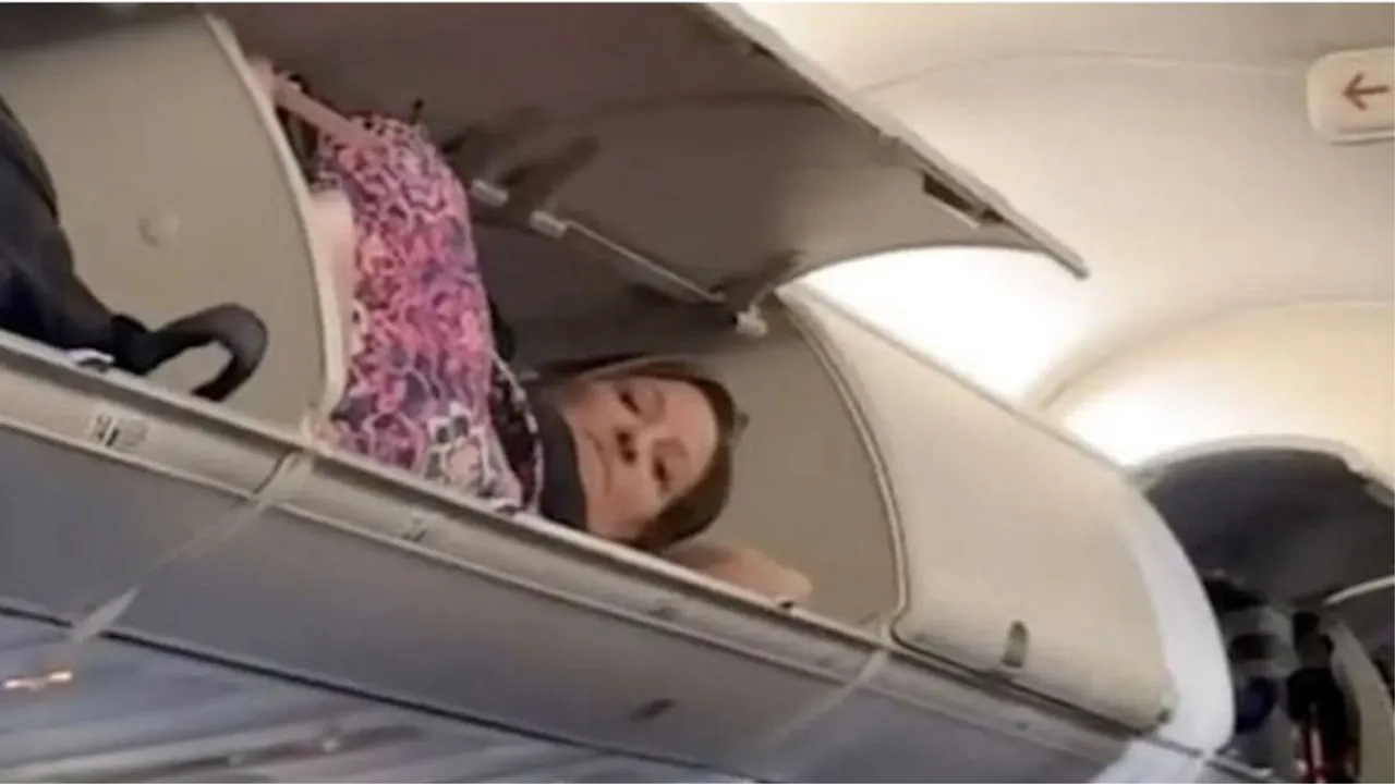 Watch: Woman's Unusual Nap In Plane's Overhead Bin Stuns Internet