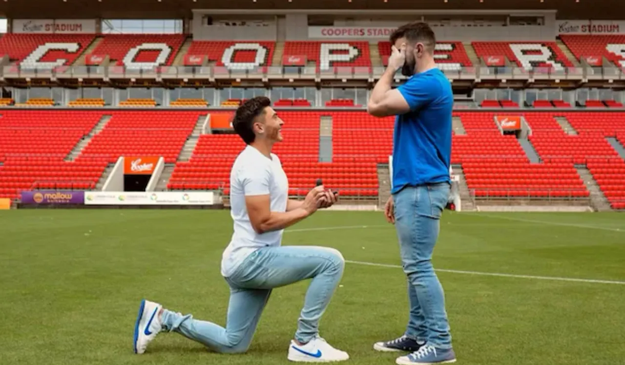 First Openly-Gay Footballer's Emotional Proposal Lights Up Hindmarsh Stadium