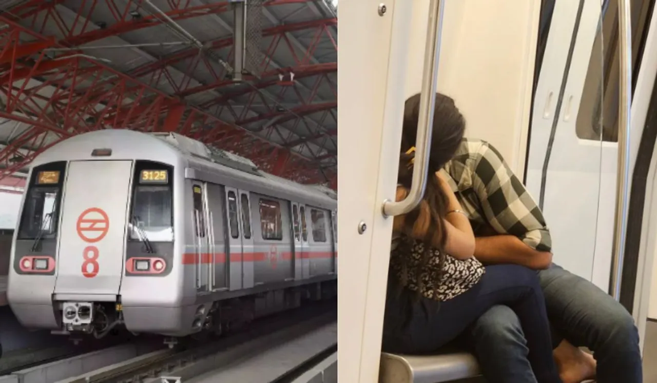 Couple Kissing In Delhi Metro