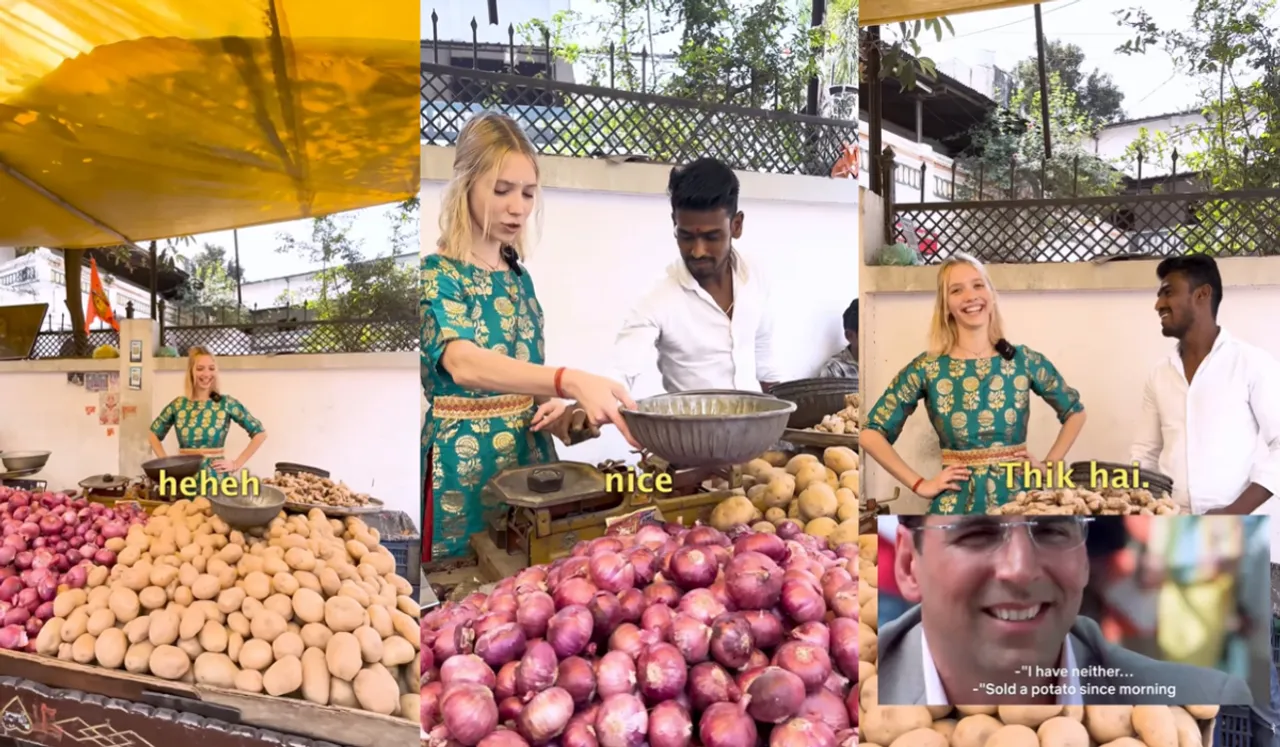 Watch: Russian Girl Sells Vegetables On Indian Street, Internet Reacts