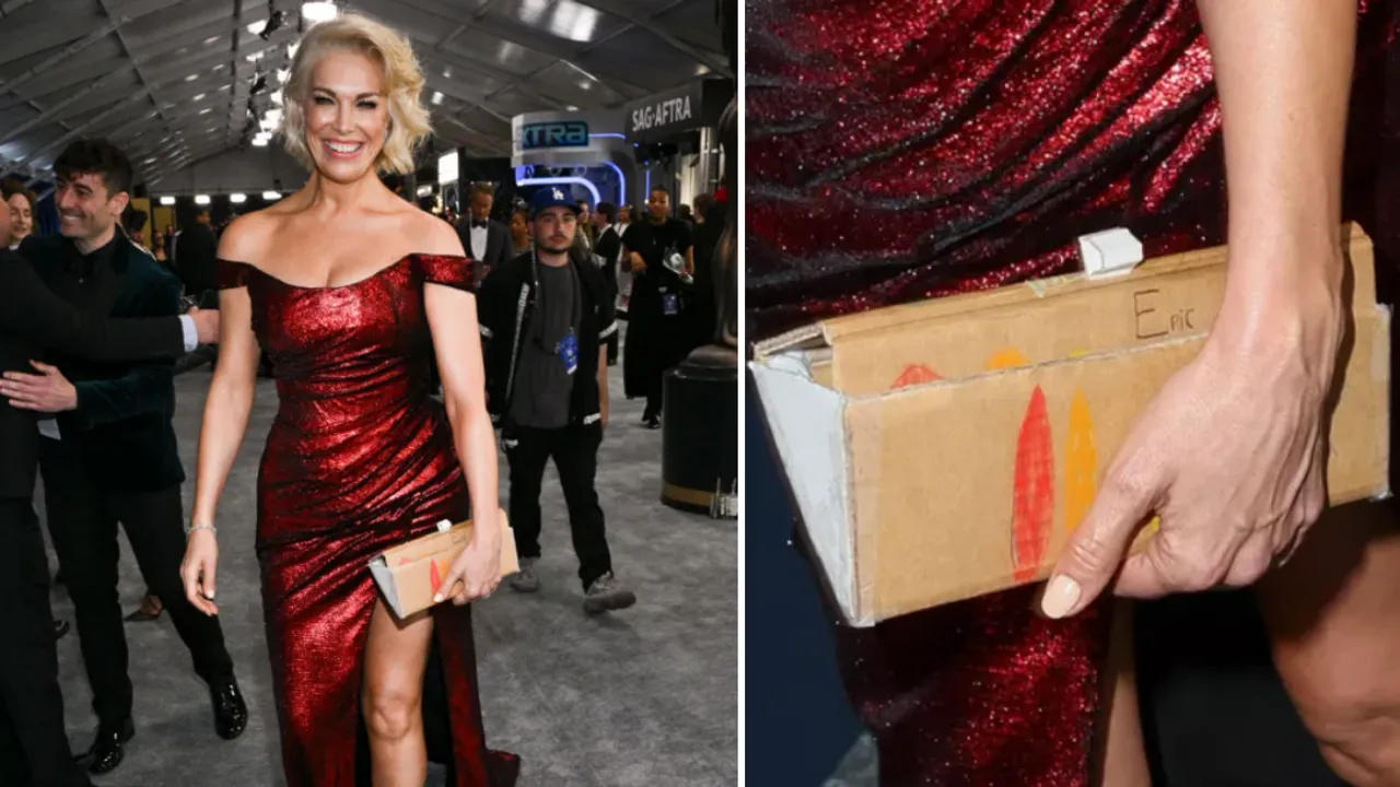 hannah waddingham cardboard clutch