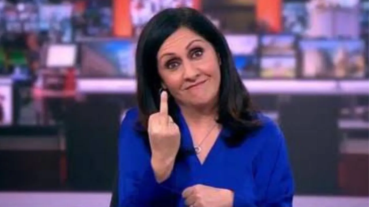 Maryam Moshiri BBC News Anchor Showing Middle Finger On-Air