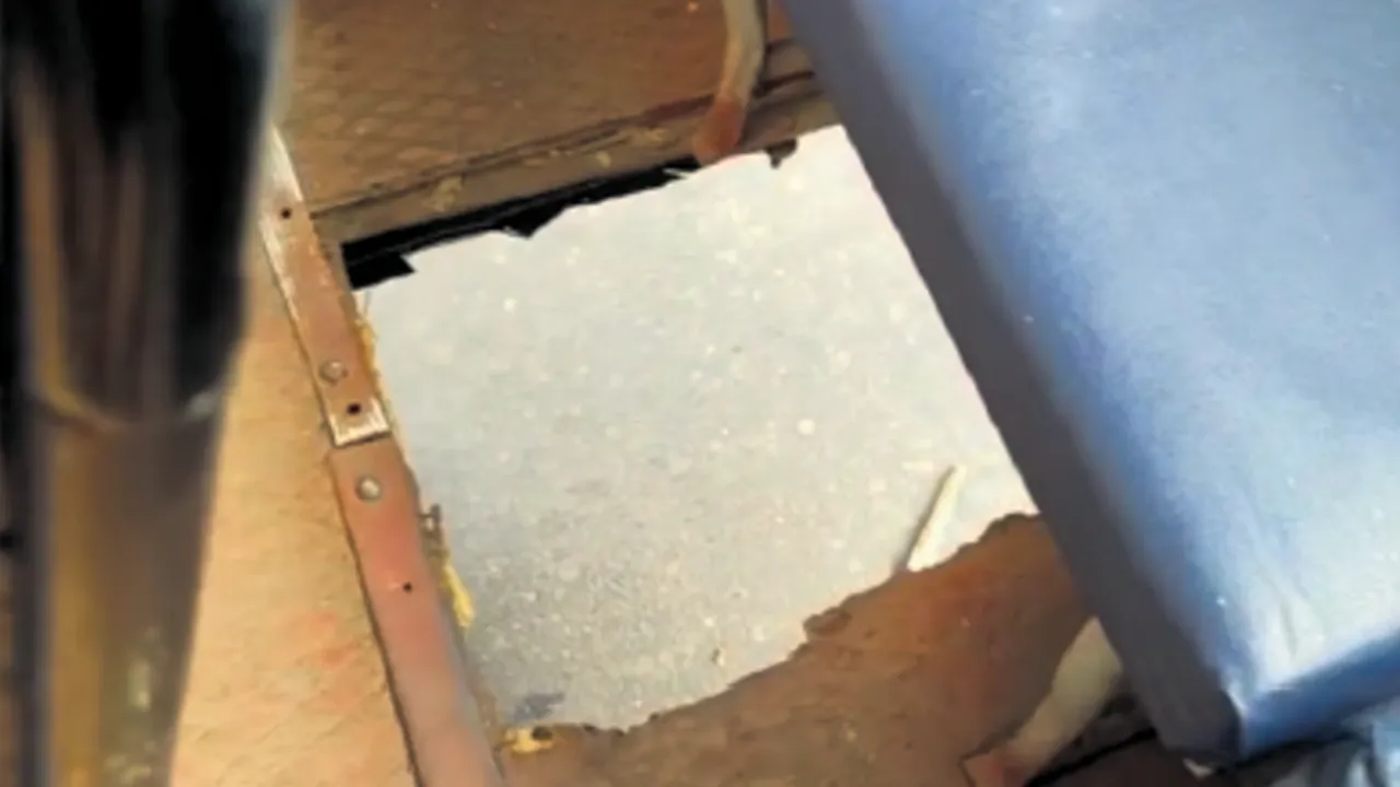 chennai woman slips through hole in bus