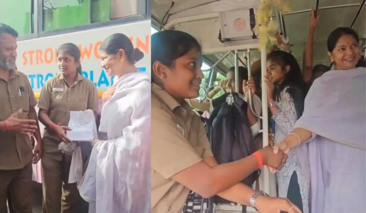 CREDIT: India Today (left) Indian Express (right) Tamil Nadu Female Bus Driver