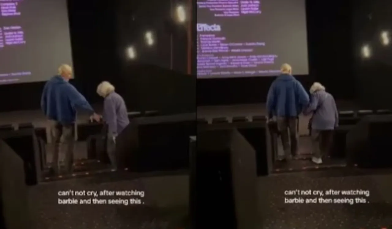 Elderly Couple Walking Out After Barbie Movie