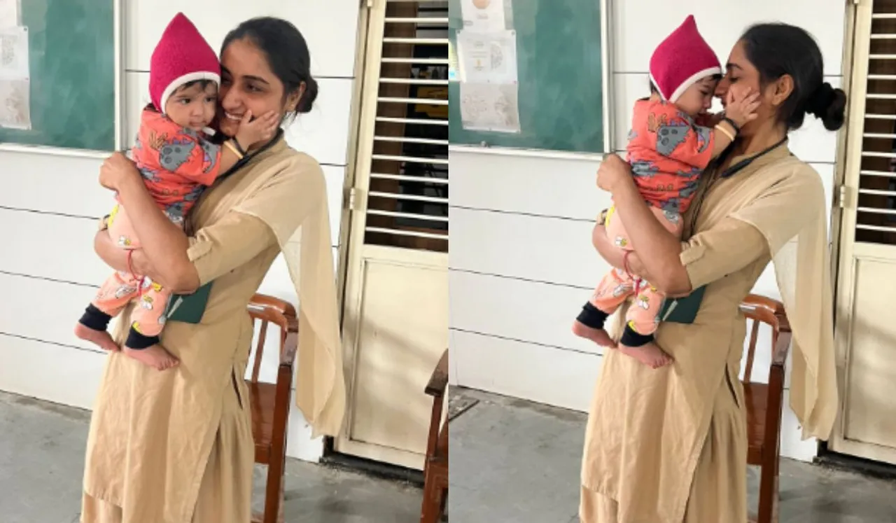 Woman Constable Takes Care Of Baby As Mother Attends Exam