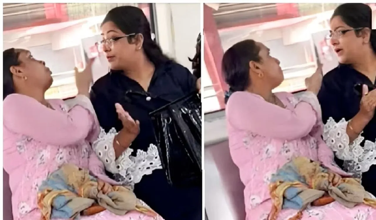 delhi metro women fight