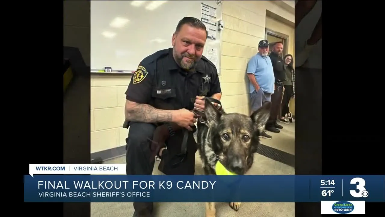 Watch: Sheriff's Office Bids Farewell To Cancer-Fighting K9 Candy