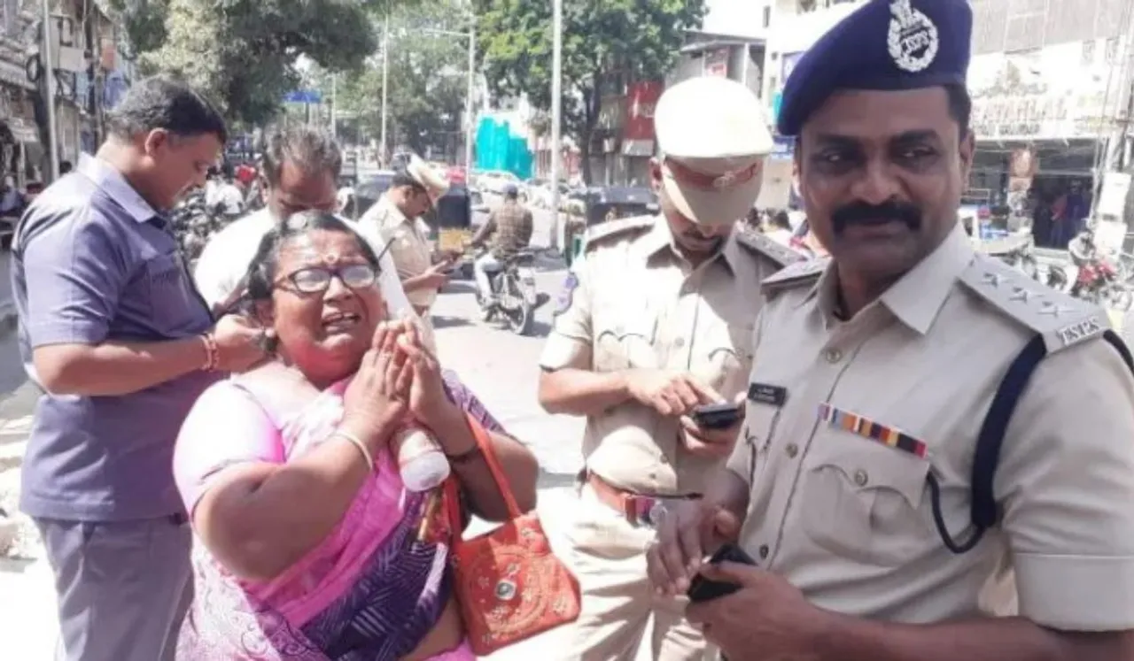 Hyderabad: Elderly Woman Hugs Cop On Duty To Express Gratitude
