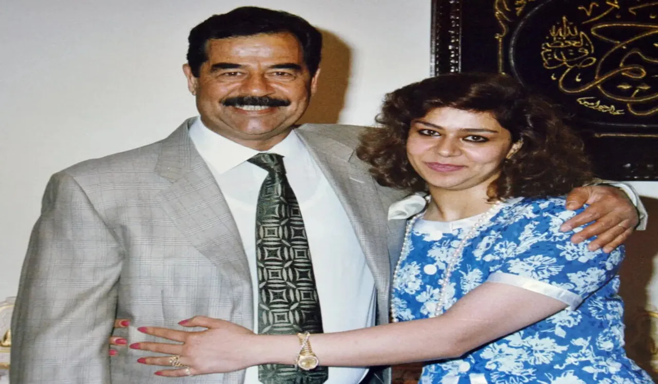 Raghad Saddam Hussein with her father 