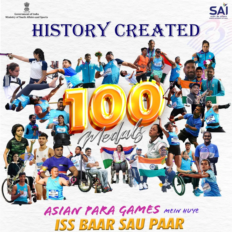 Indian para atheletes 100 medals.jpeg