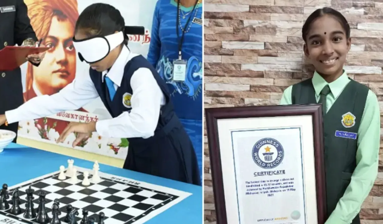 Malaysian Girl Sets Guinness Record For Blindfolded Chess Arrangement