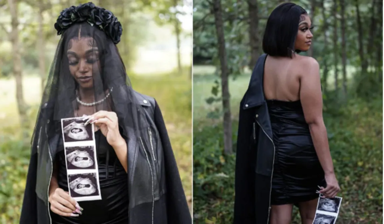 US Woman Funeral Themed Pregnancy Photoshoot