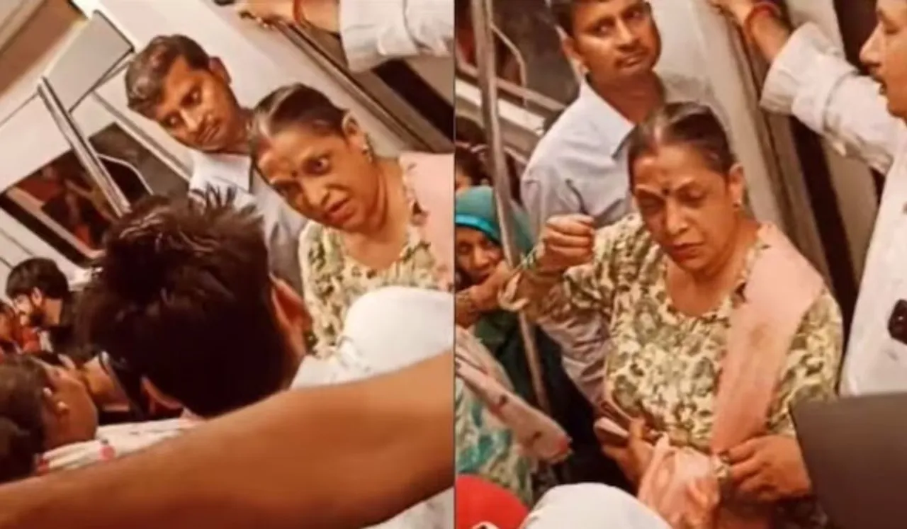 Elderly Woman Objects To Couple PDA On Delhi Metro
