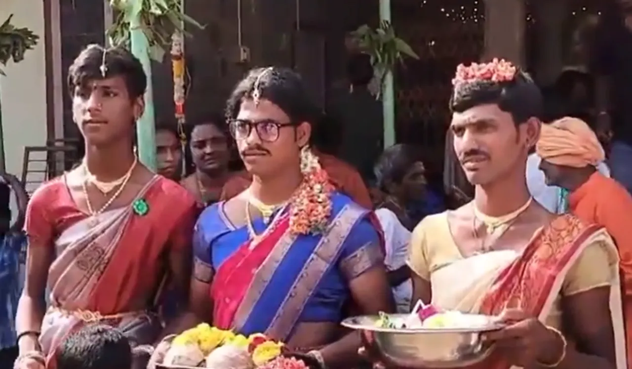 Watch: Why Men Wear Sarees And Jewels On Holi In An Andhra Village