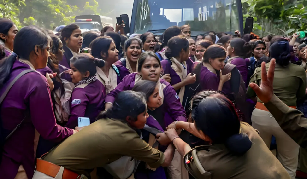 up lucknow dial 112 helpline workers protest for better wages booked