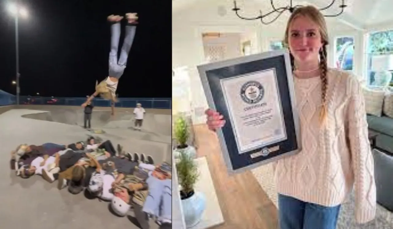 Flipping Over 12 People On Roller Skates, US Girl Bags World Record