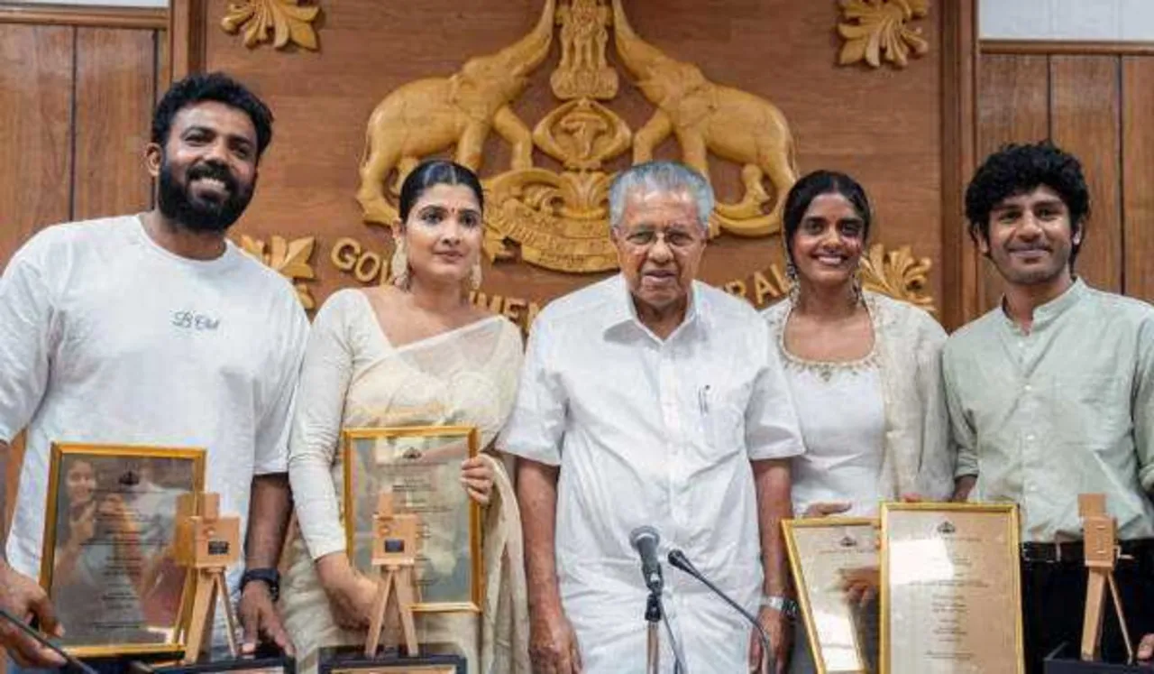 Chief Minister Pinarayi Vijayan honoured All We Imagine as Light actors. Image: Kani Kusruti/ Instagram