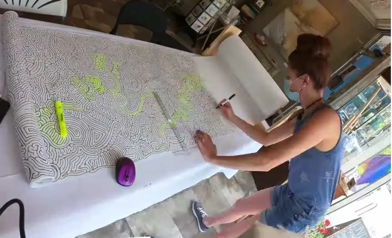 Michelle Nunley Makes Largest Hand Drawn Maze In 3 Months, Sets Record