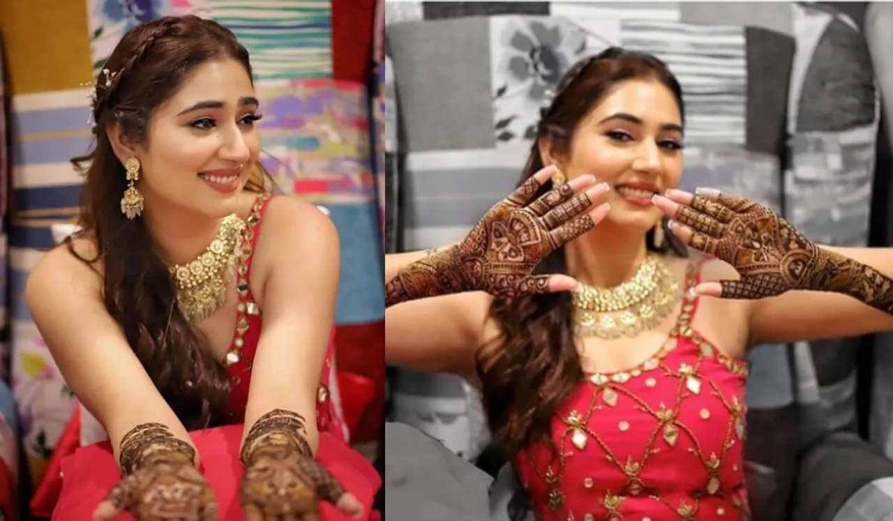 disha parmar sindoor, Disha Parmar mehendi photos