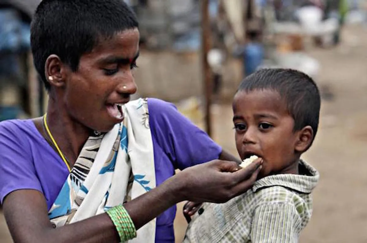 Woman and child in rural India