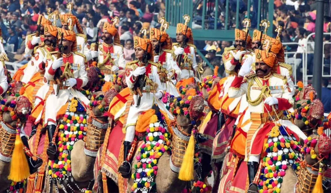 women at republic day parade, Republic Day 2023