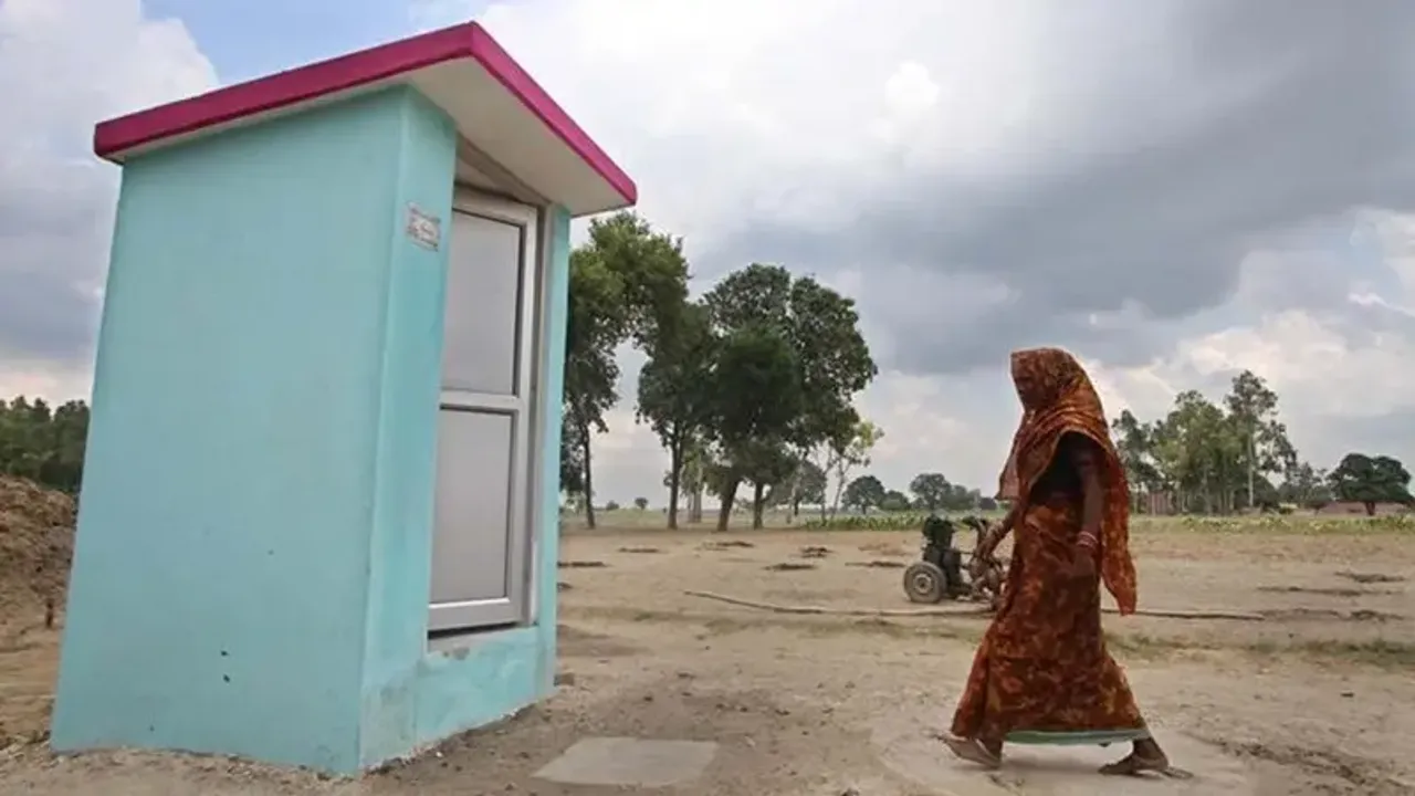 woman living in toilet, safe sanitation