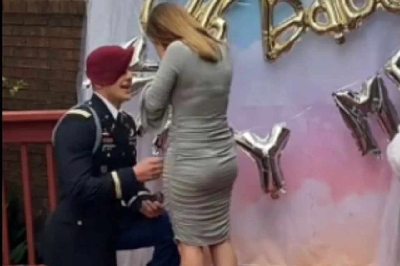 Viral Video Of A Soldier's Surprise Proposal To Pregnant Girlfriend Wins Hearts Online