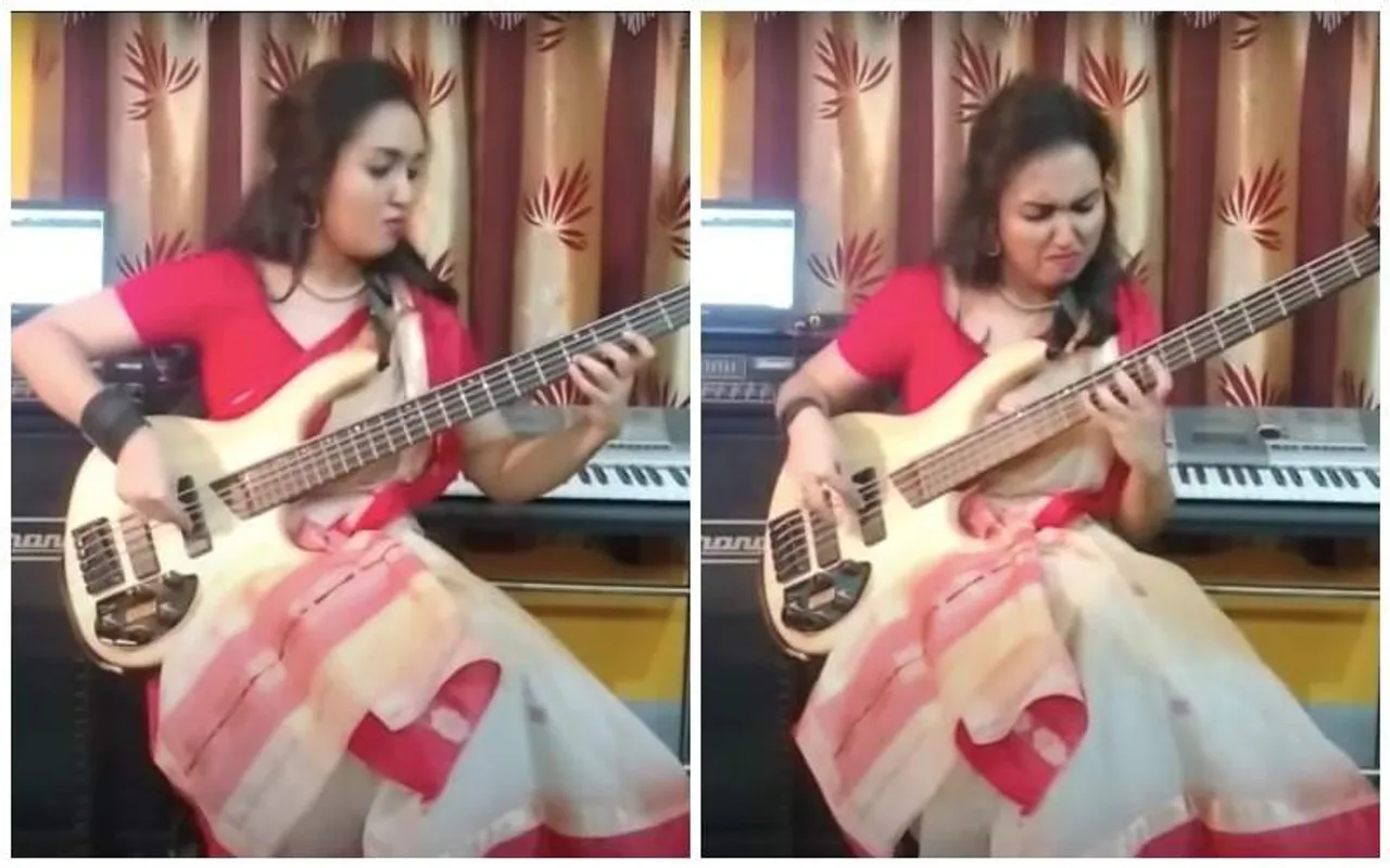 bass guitarist saree, Nilanjana Dastidar