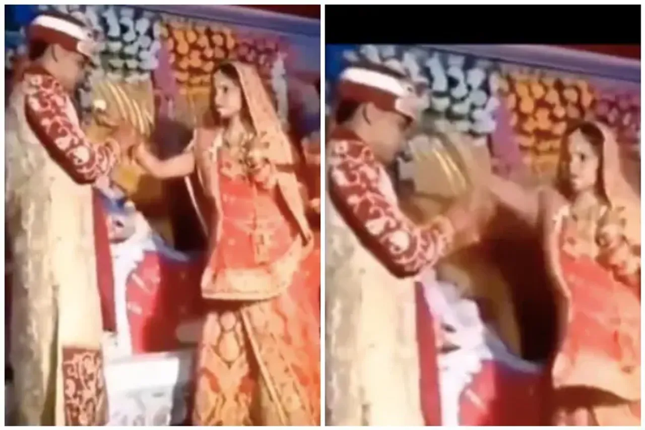 Angry Bride Throws Food At Groom On Wedding Stage, Video Goes Viral
