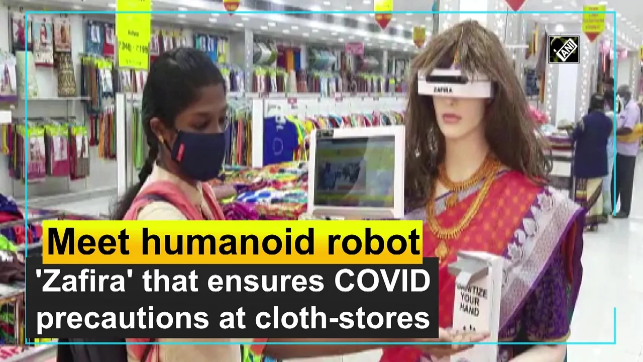 Saree Clad Human Robot 'Zafira' Greets People At Stores In Tiruchirappalli