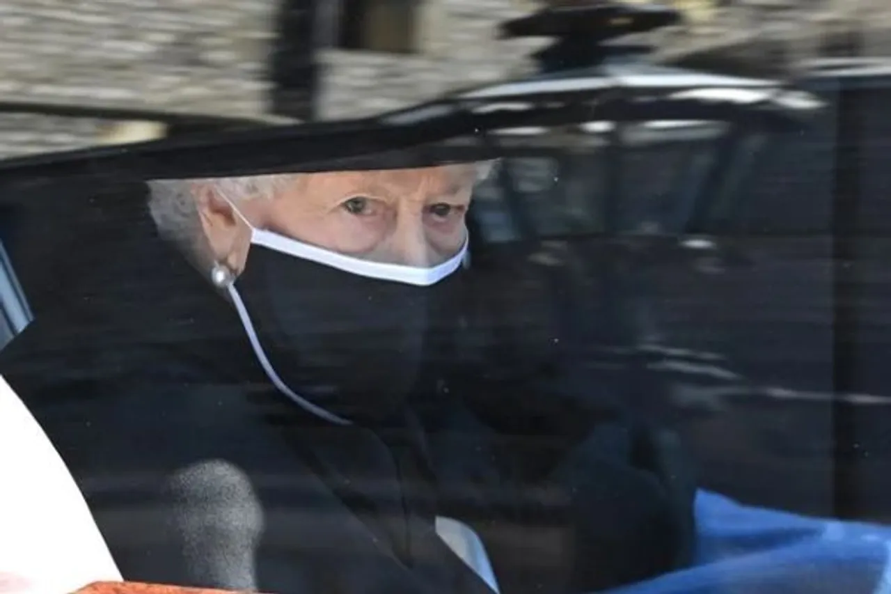 Queen Elizabeth II Mourns At Prince Philip's Funeral Who Was Her "Strength And Stay" Once