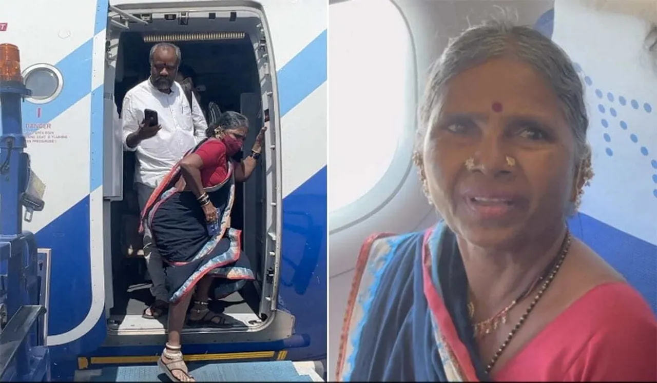 Youtuber Milkuri Gangavva Take First Flight At 62, Netizen Lauds her Spirit