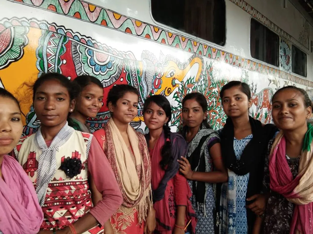 30 Women Artists Paint Bihar Train In Madhubani Art