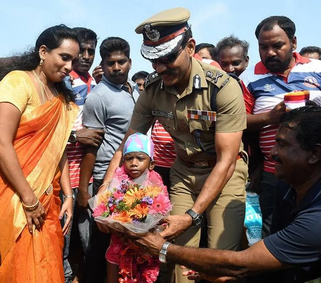 A Five-Year-Old M Lohita Sarakshi Swims Five Km Along Marina Beach