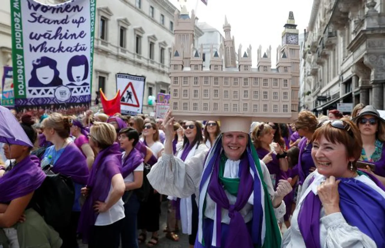 UK: Women March To Celebrate 100 Years Of Female Suffrage