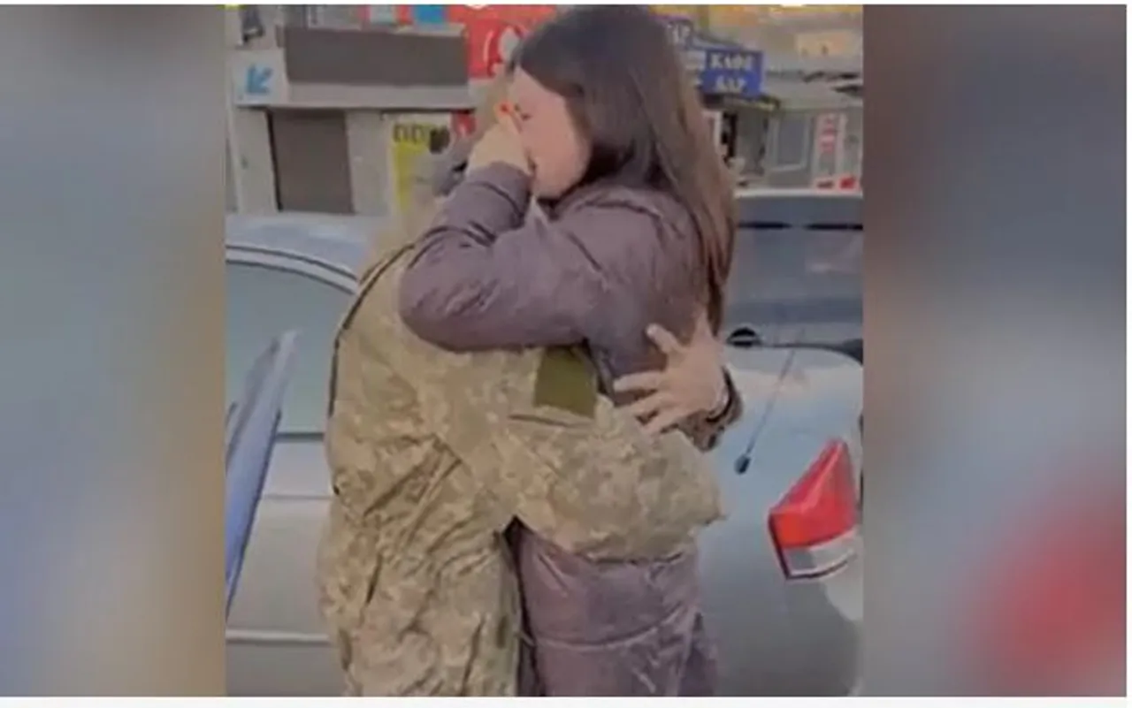 Ukrainian Soldier And Wife Reunion