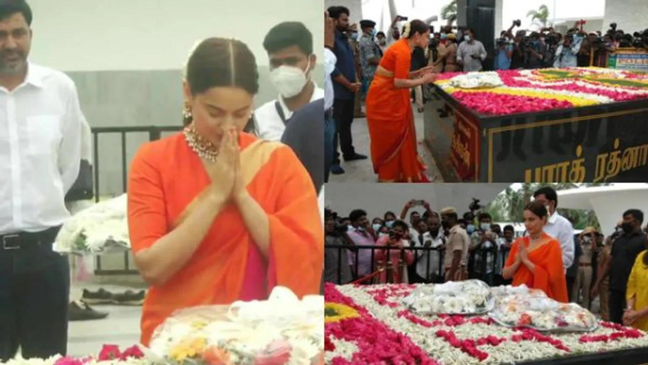 Kangana Ranaut Visits Jayalalitha Memorial Ahead of Thalaivii Release