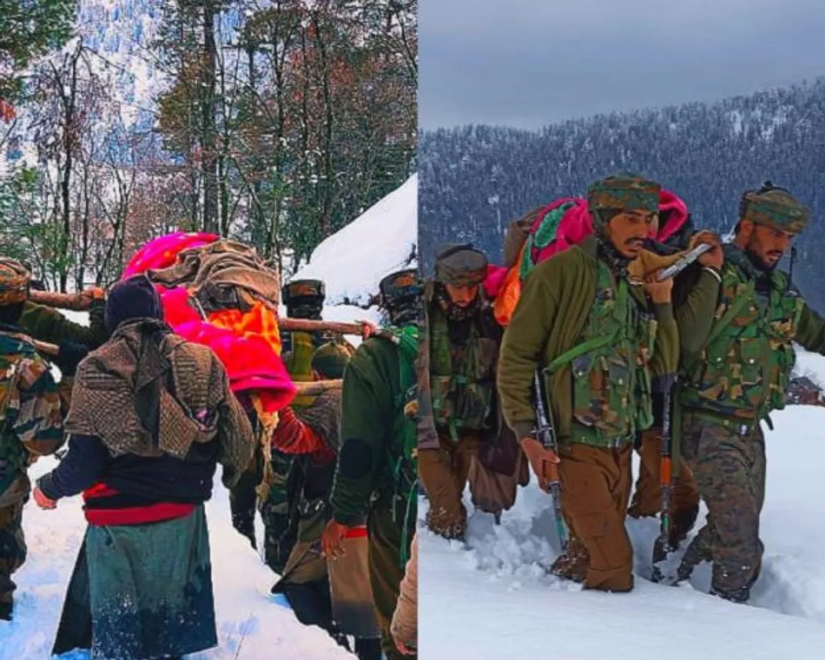 Kashmir: Army Troops Carry Pregnant Woman In Knee Deep Snow, Help Her Reach Hospital For Delivery