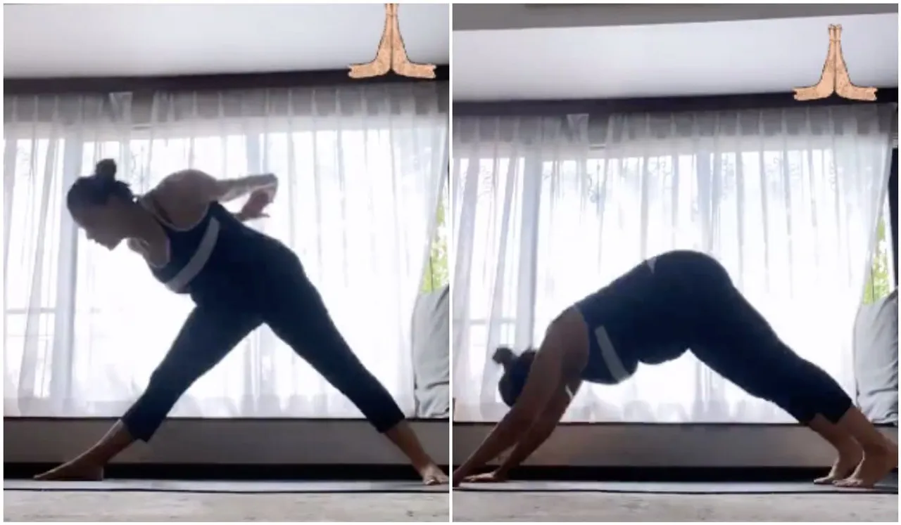 Neha Dhupia prenatal yoga