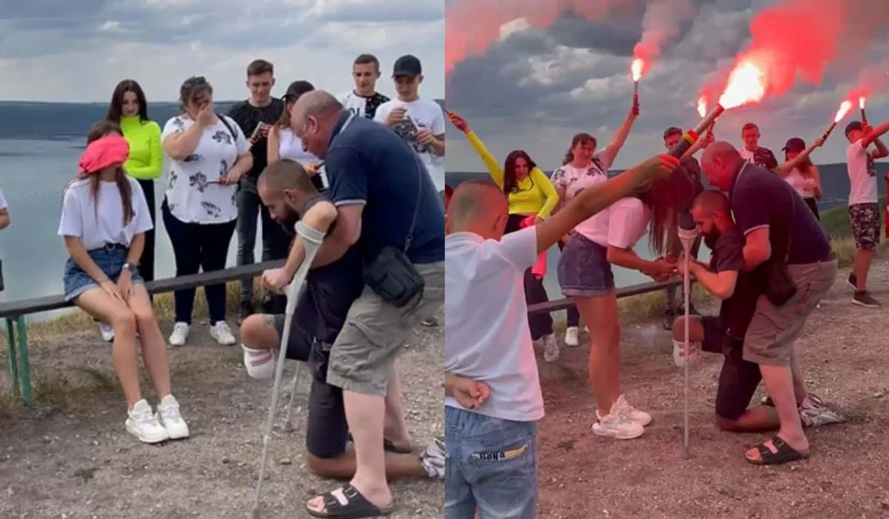 Viral Video: Ukrainian Soldier Returns From The Frontline To Propose To His Girlfriend